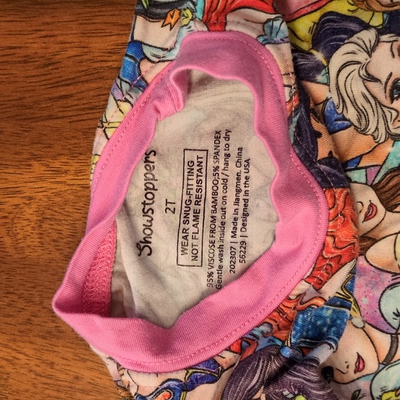 Showstoppers Bamboo Pajama Set Disney Princesses Pixar Size 2T GUC - Picture 3 of 7